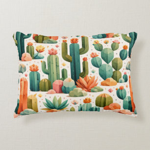 Geometric Cactus Desert Pattern Cute Stylish Flora Decorative Cushion