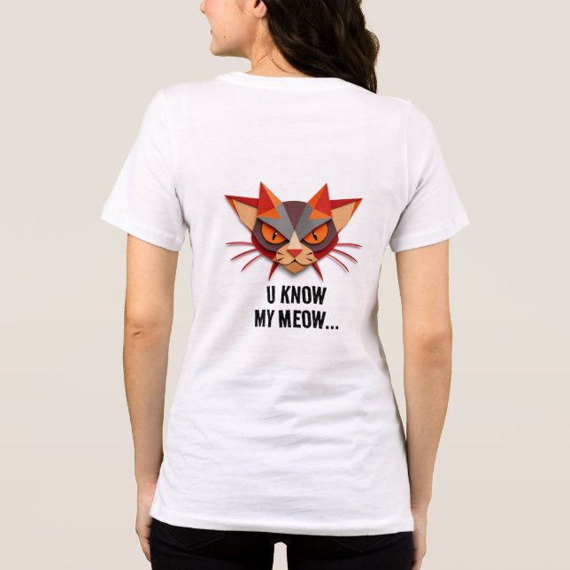 Geometric Cat Face Illustration Tri-Blend Shirt (Back)