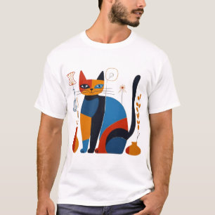 Geometric Cat T-Shirt – Stylish Artistic Design fo