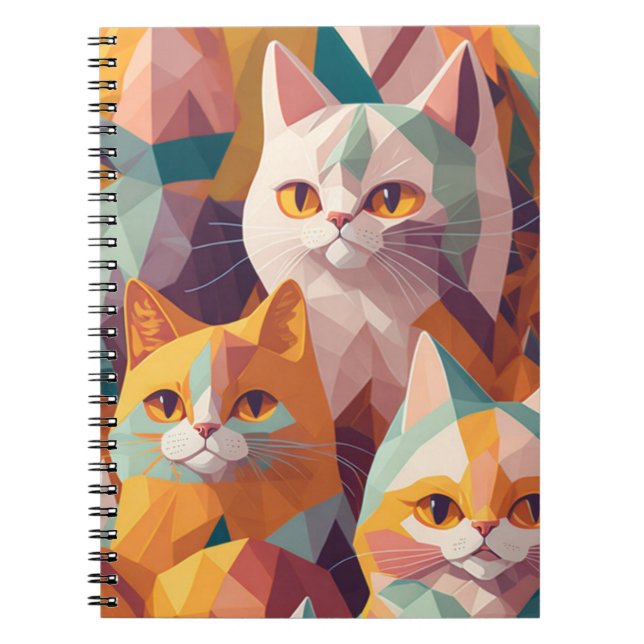 Geometric cats pattern Notebook (Front)