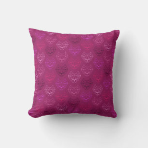 Geometric Cats Pink Pattern Throw Pillow