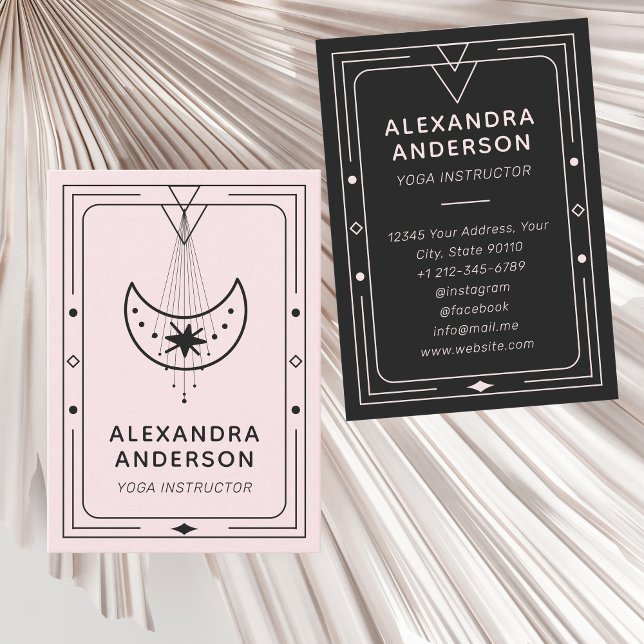 Geometric Celestial Crescent Moon Yoga Instructor  Business Card (Geometric Celestial Crescent Moon Yoga Instructor Business Card)