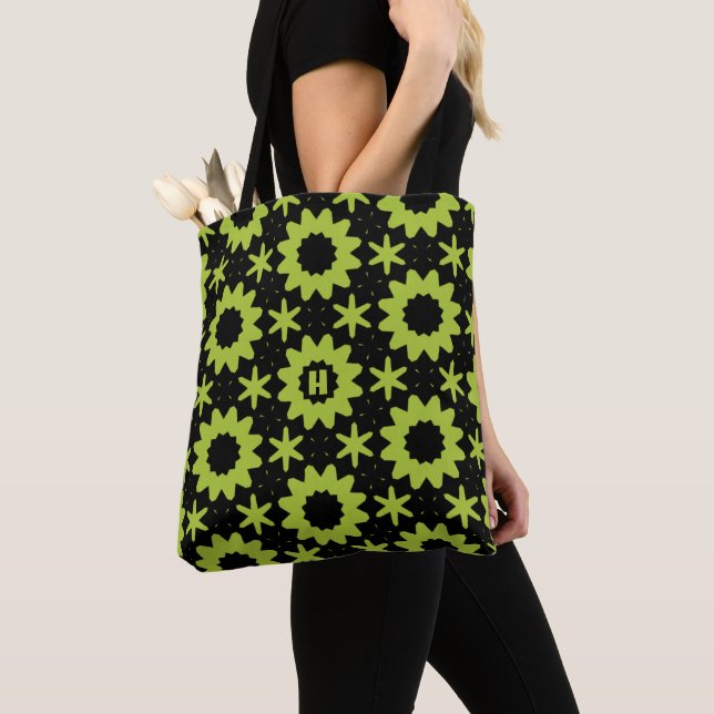 geometric chartreuse tote bag (Close Up)