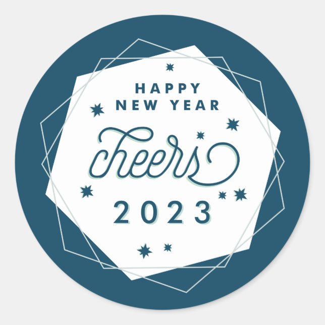 Geometric Cheer | 2017 New Year Classic Round Sticker (Front)