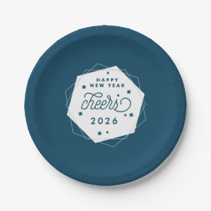 Geometric Cheer 2017 New Year's Eve Party Paper Plate