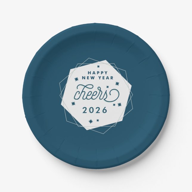 Geometric Cheer | 2017 New Year's Eve Party Paper Plate (Front)