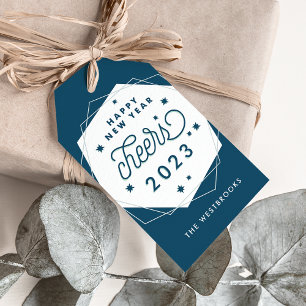 Geometric Cheer   Happy New Year 2017 Gift Tags