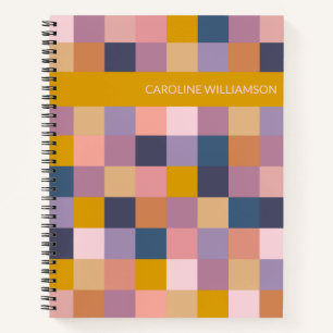 Geometric Chequerboard in Purple Personalised  Notebook