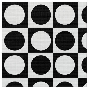 Geometric Chequered Black And White Dots  Fabric