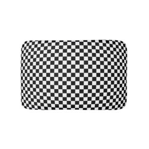 Geometric Chequered Illusion: Vintage Artistry. Bath Mat