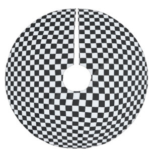 Geometric Chequered Illusion: Vintage Artistry. Brushed Polyester Tree Skirt