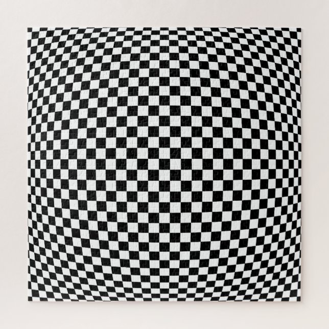 Geometric Chequered Illusion: Vintage Artistry. Jigsaw Puzzle (Vertical)