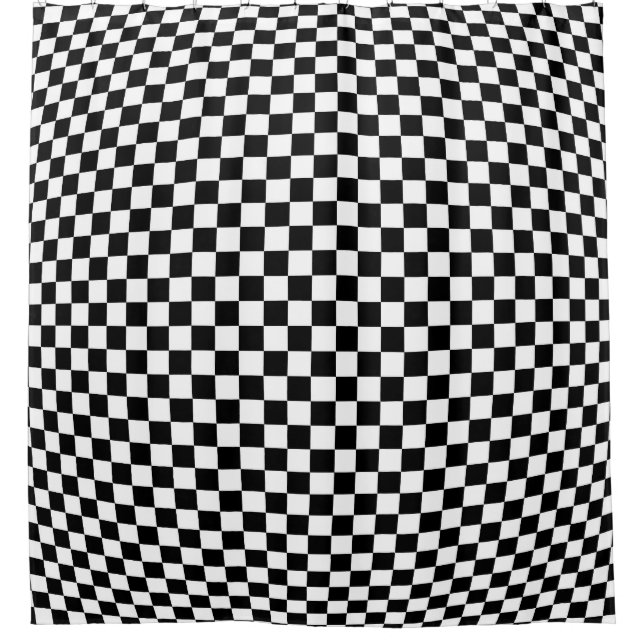 Geometric Chequered Illusion: Vintage Artistry. Shower Curtain (Front)