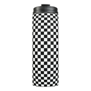 Geometric Chequered Illusion: Vintage Artistry. Thermal Tumbler