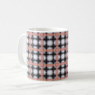 Geometric chequered pattern plaid brown coffee mug