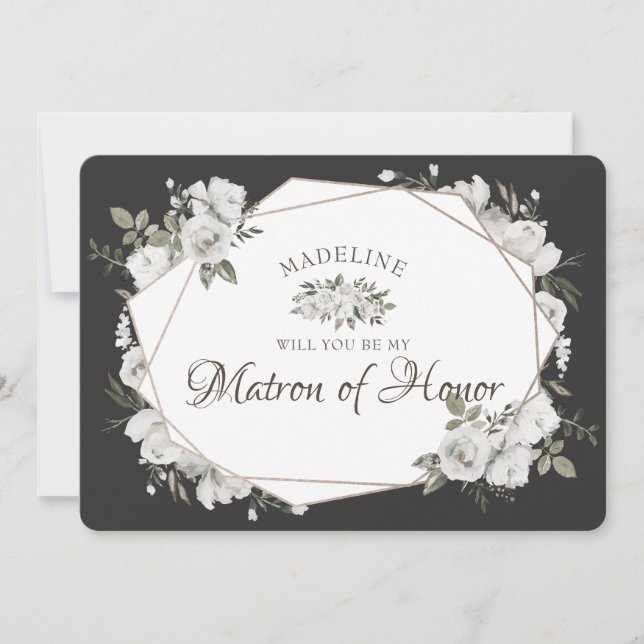 Geometric Cherish Matron of Honour Proposal Card (Front)