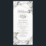 Geometric Cherish White Floral Wedding Ceremony Programme<br><div class="desc">Vintage Cherish White Floral & Rose Gold Painted Roses and Flowers. A Vintage Classic and Elegant Look, and Plenty of Grey, Ivory White, Rose Gold, Dusty Pink, Pine Green, and Grey leaves and foliage. With Hand Painted Floral elements, Vintage Classic Script Fonts, and Elegant Rose Gold Glitter Foil Geometric Terrarium...</div>