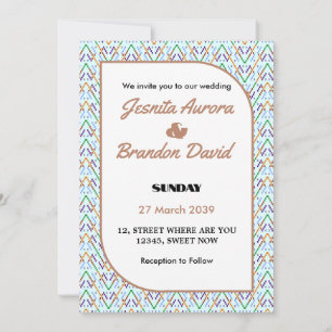 Geometric Chevron Zigzag Mosaic Seamless Pattern Invitation