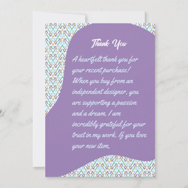 Geometric Chevron Zigzag Mosaic Seamless Pattern Thank You Card (Back)