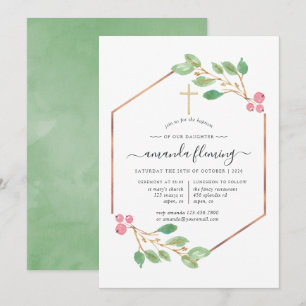 Geometric Christmas Baptism or Christening Invitation