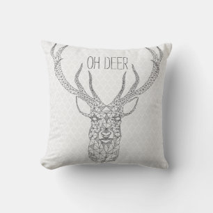 Geometric Christmas Deer OH DEER Cushion