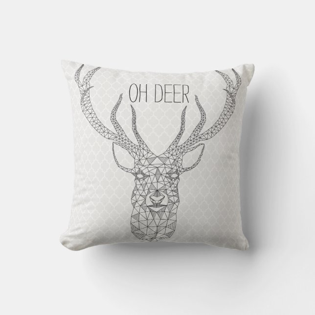 Geometric Christmas Deer OH DEER Cushion (Front)