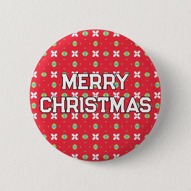 Geometric Christmas Pattern - Personalised 6 Cm Round Badge (Front)