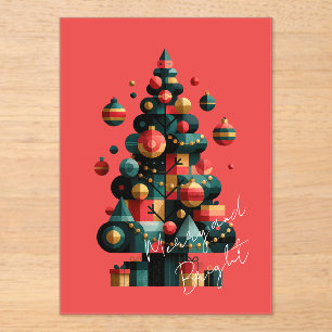 Geometric Christmas Tree Acrylic Invitations