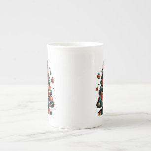 Geometric Christmas Tree Bone China Mug