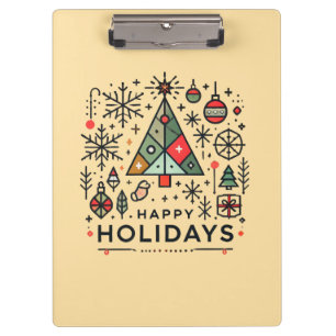 Geometric Christmas Tree Happy Holidays Festive Clipboard