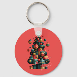 Geometric Christmas Tree Key Ring