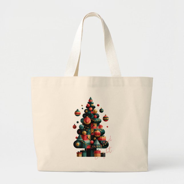 Geometric Christmas Tree Large Tote Bag (Front)