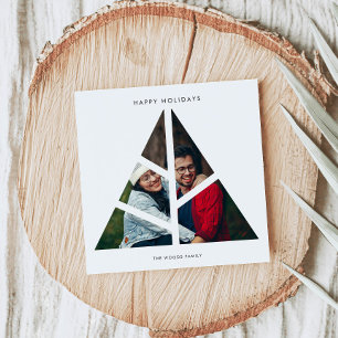 Geometric Christmas Tree Layer Minimalist Photo Holiday Card