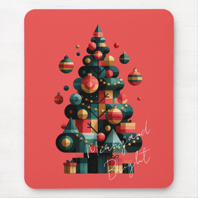 Geometric Christmas Tree Mouse Mat (Front)