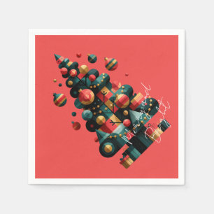 Geometric Christmas Tree Napkin