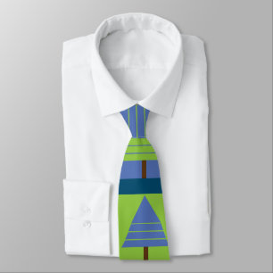 Geometric Christmas Tree Stripes Tie