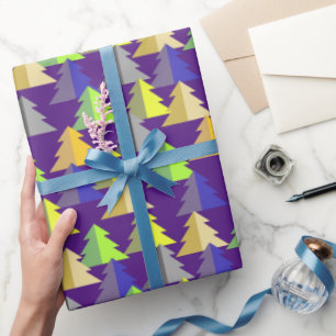 Geometric Christmas Tree Teal Wrapping Paper