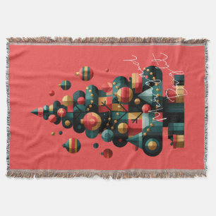 Geometric Christmas Tree Throw Blanket