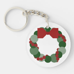 Geometric Christmas Wreath Key Ring