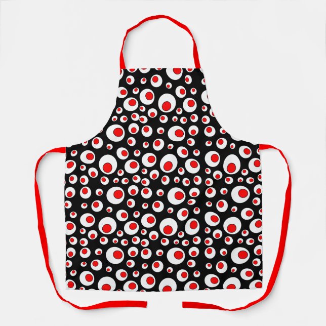 Geometric Circle Abstract Pattern Red White Balls Apron (Front)