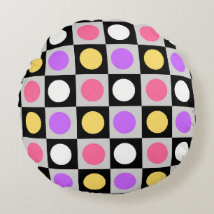 Geometric Circle Dots Pattern Round Cushion