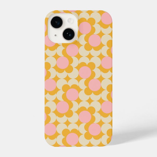 Geometric Circle Mid Century Flower Pattern iPhone Case (Back)