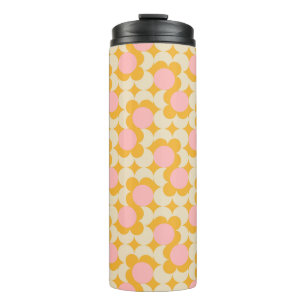 Geometric Circle Mid Century Flower Pattern Thermal Tumbler