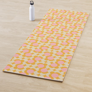 Geometric Circle Mid Century Flower Pattern Yoga Mat