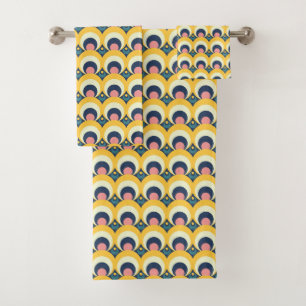 Geometric Circle Pattern Bath Towel Set