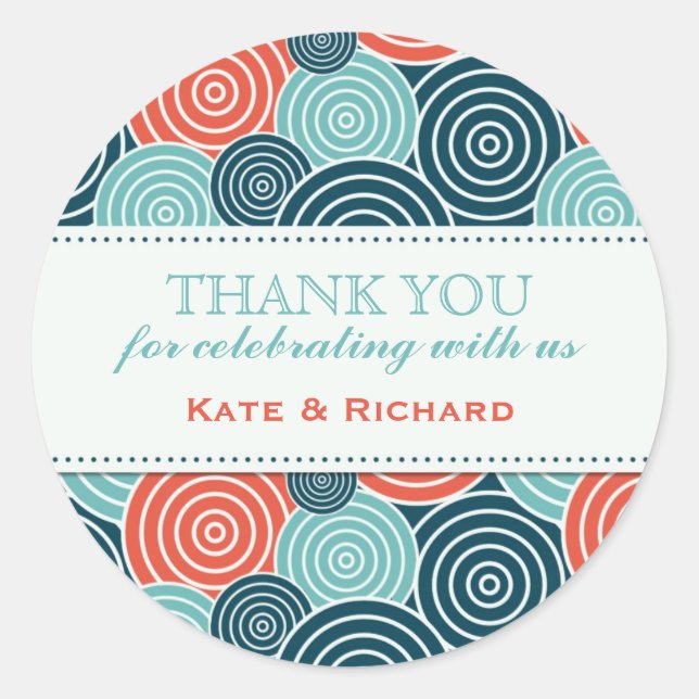 Geometric Circle Pattern Wedding Favour Stickers (Front)