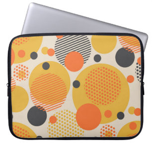 Geometric circle seamless pattern in retro 60s sty laptop sleeve