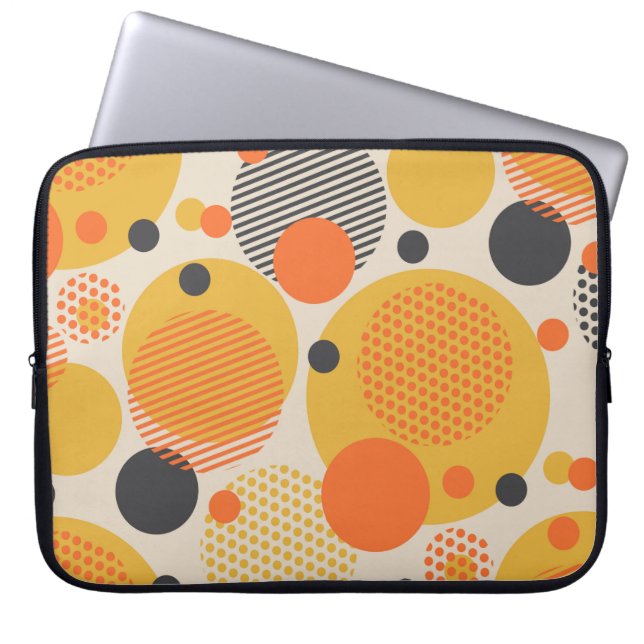 Geometric circle seamless pattern in retro 60s sty laptop sleeve (Front)