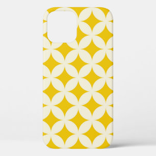Geometric circle shapes seamless pattern ecru whit iPhone 12 case