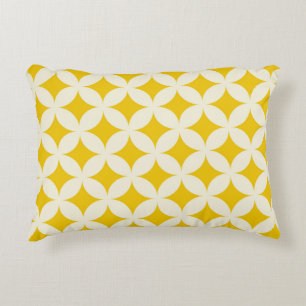 Geometric circle shapes seamless pattern ecru whit decorative cushion